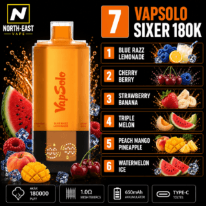 VapSolo Sixer - #07 -🫐 Kék Málna Limonádé • 🍒 Cseresznyés Bogyós • 🍓 Epres Banán • 🍈 Tripla Dinnye • 🍑 Barack-Mangó-Ananász • 🧊 Görögdinnyés Jég